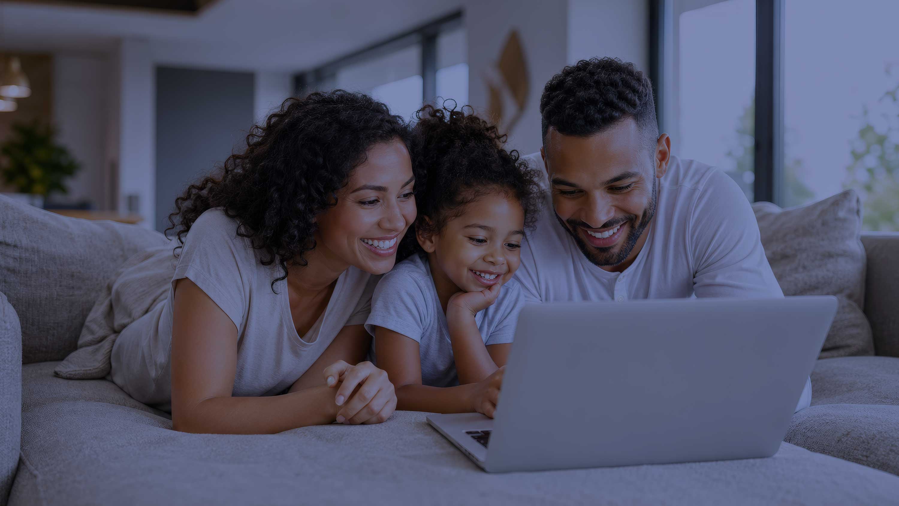 Family using laptop